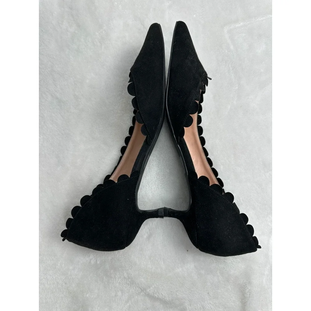 Journey Collection Taavi d'Orsay Women 10 Black Scallop Kitten Heel Pointed Toe